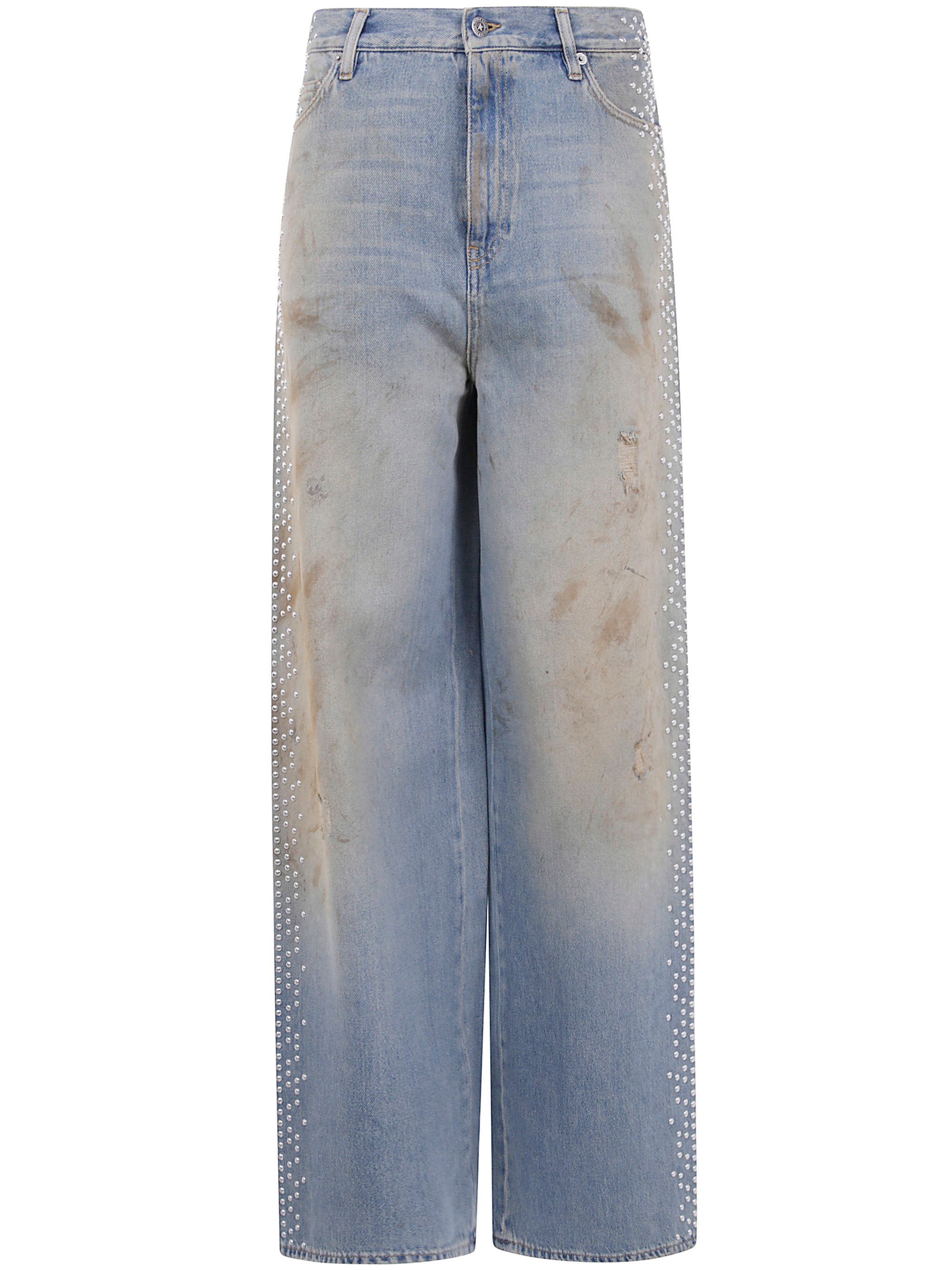 "JOURNEY W`S" MELODY BOYFRIEND PANT COTTON DENIM OFFICINA WASH WITH STUDS ON SIDE Golden Goose BLUE 25