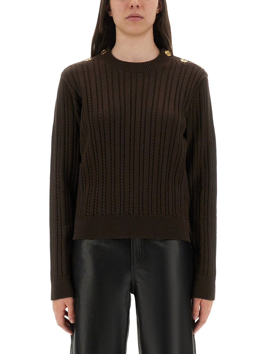 WOOL SWEATER WITH BUTTON DETAIL Golden Goose BROWN XS