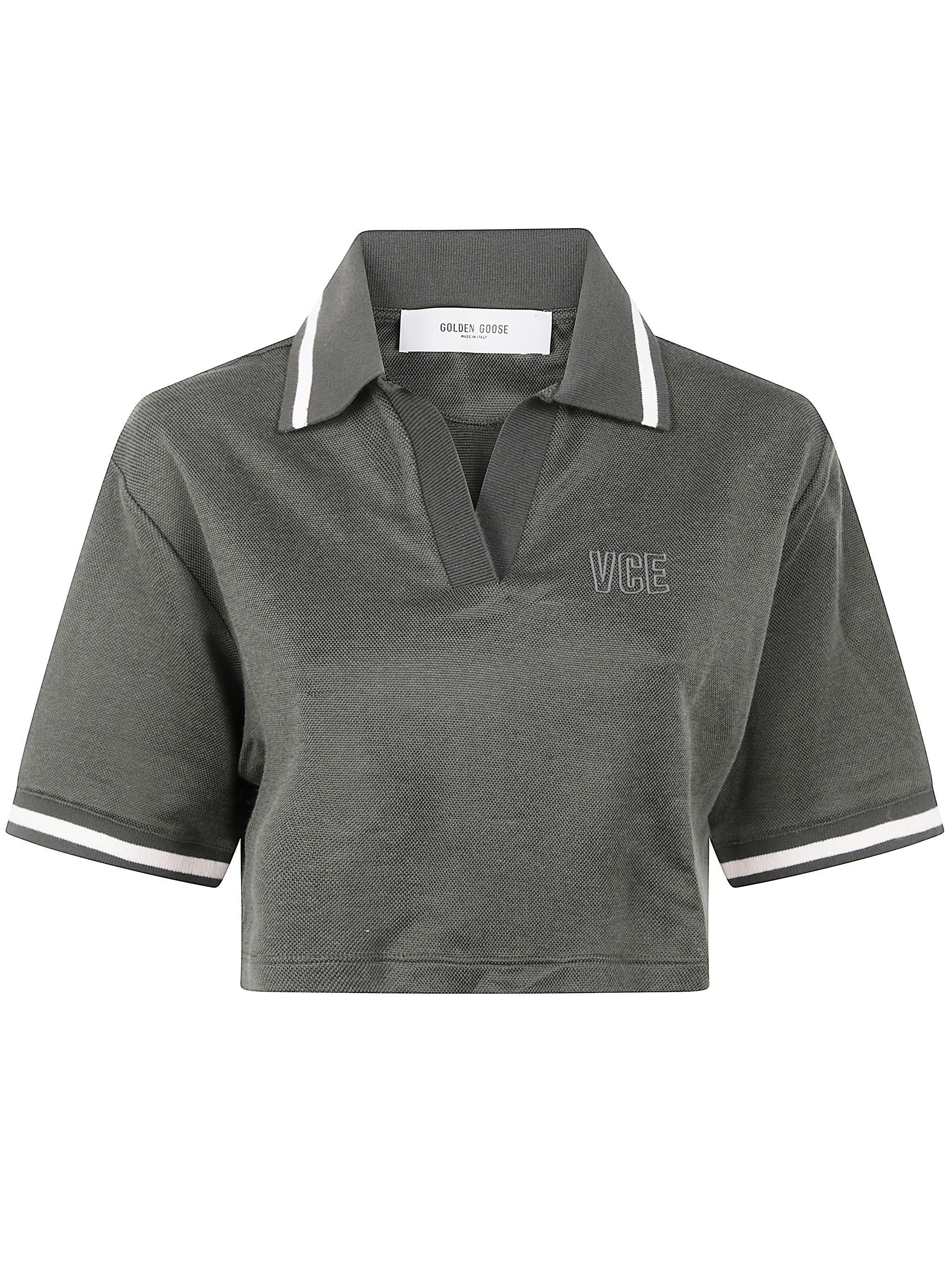 COTTON CROPPED POLO SHIRT Golden Goose GREEN XS