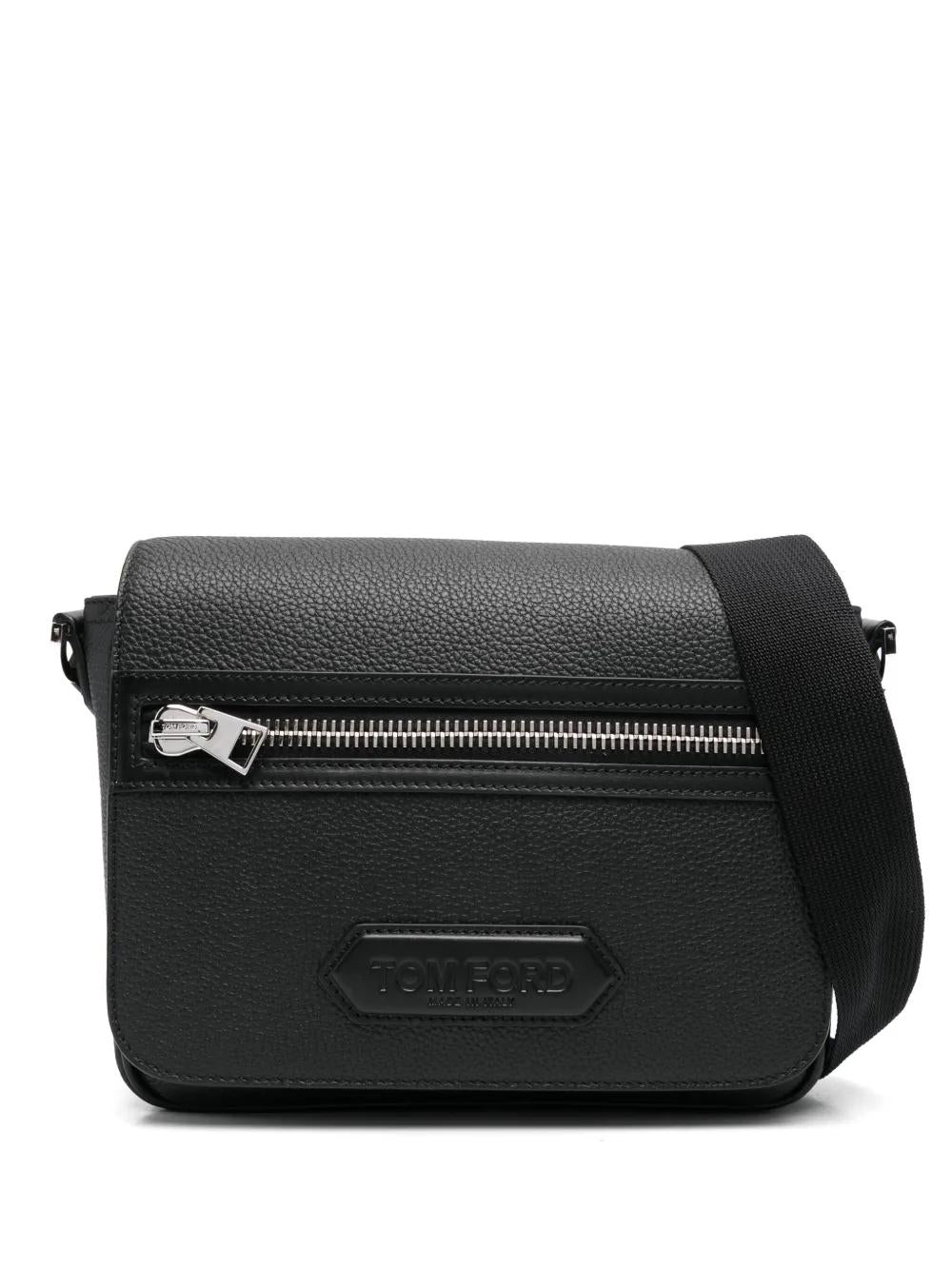 BLACK LEATHER SMALL TRAVELLER CROSSBODY BAG Tom Ford BLACK TU