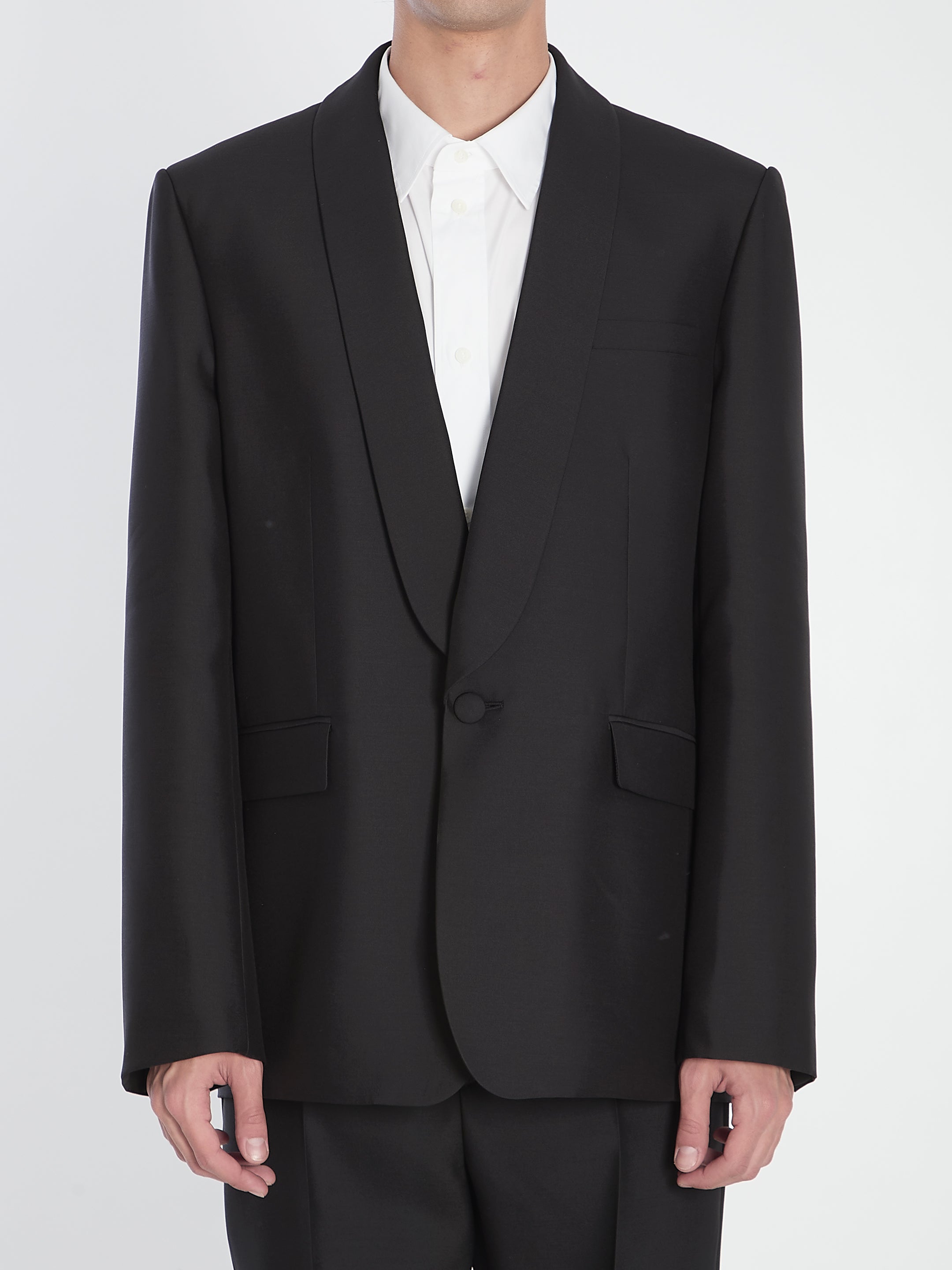 WOOL AND SILK JACKET LOEWE BLACK 48
