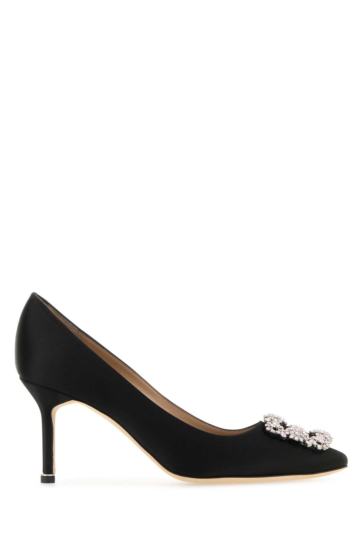 BLACK SATIN HANGISI PUMPS Manolo Blahnik BLACK 41
