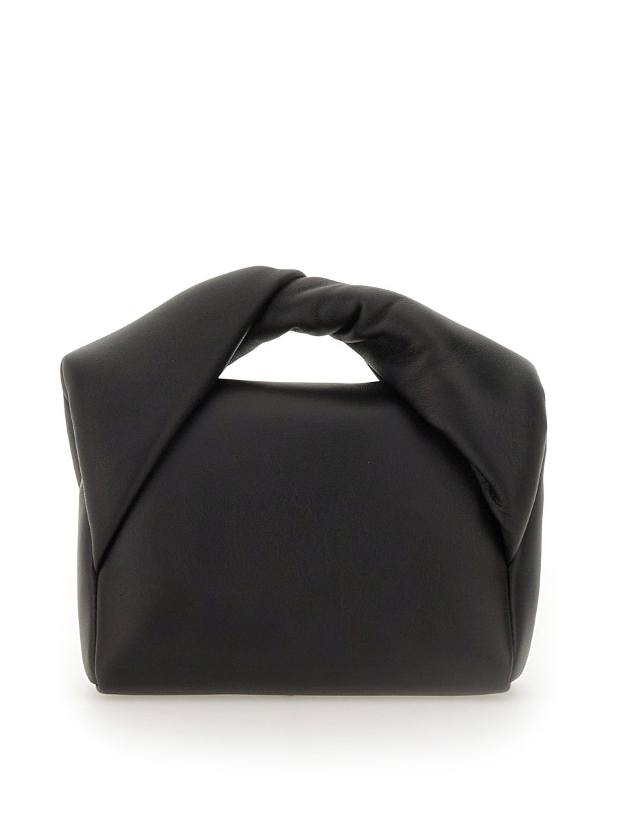 BLACK LEATHER SMALL TWISTER HANDBAG Jw Anderson