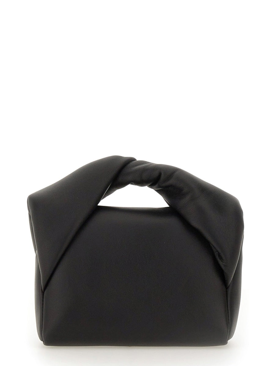 BLACK LEATHER SMALL TWISTER HANDBAG Jw Anderson