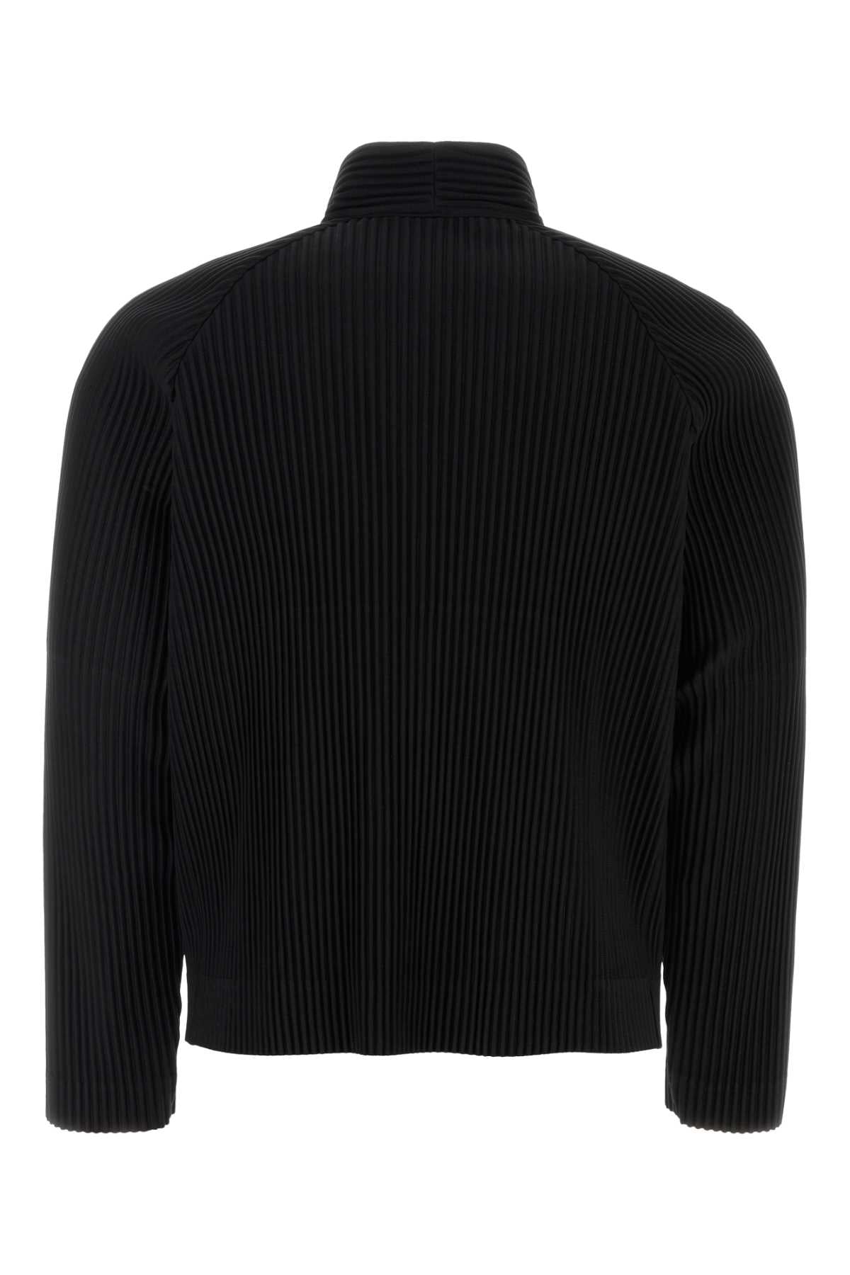 BLACK POLYESTER CARDIGAN HOMME PLISSE