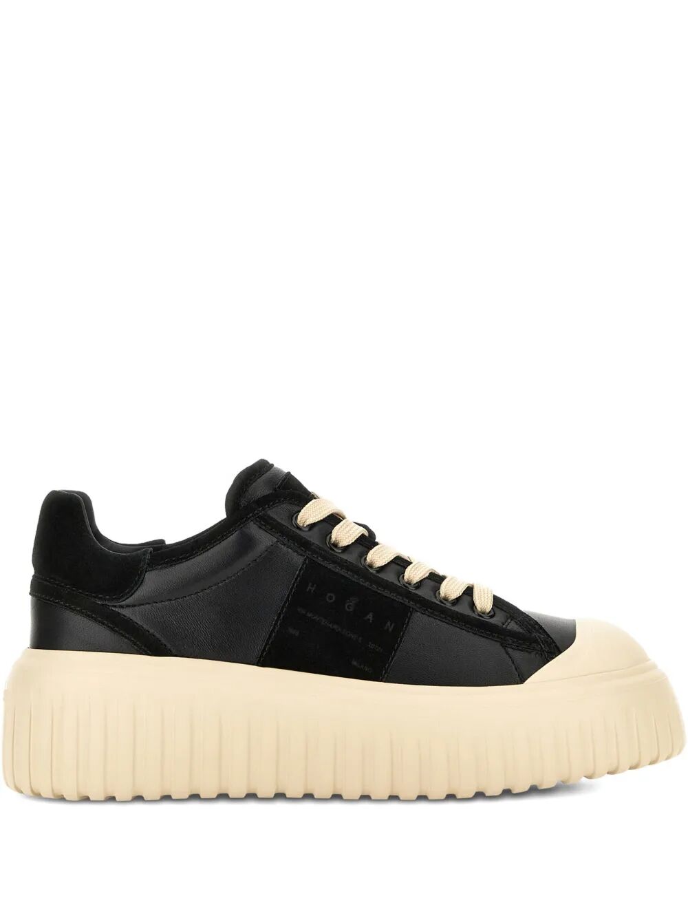 H-STRIPES NAPPA LEATHER AND SUEDE SNEAKERS Hogan BLACK 36