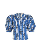 Multicolor floral cotton poplin blouse with puff sleeves by Beyond by Vera, front view