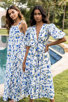 Floral cotton cambric dress by Beyond by Vera, back angle