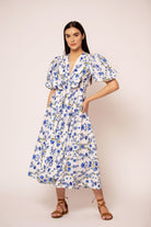 Floral midi wrap dress with V-neckline by Beyond by Vera, front view