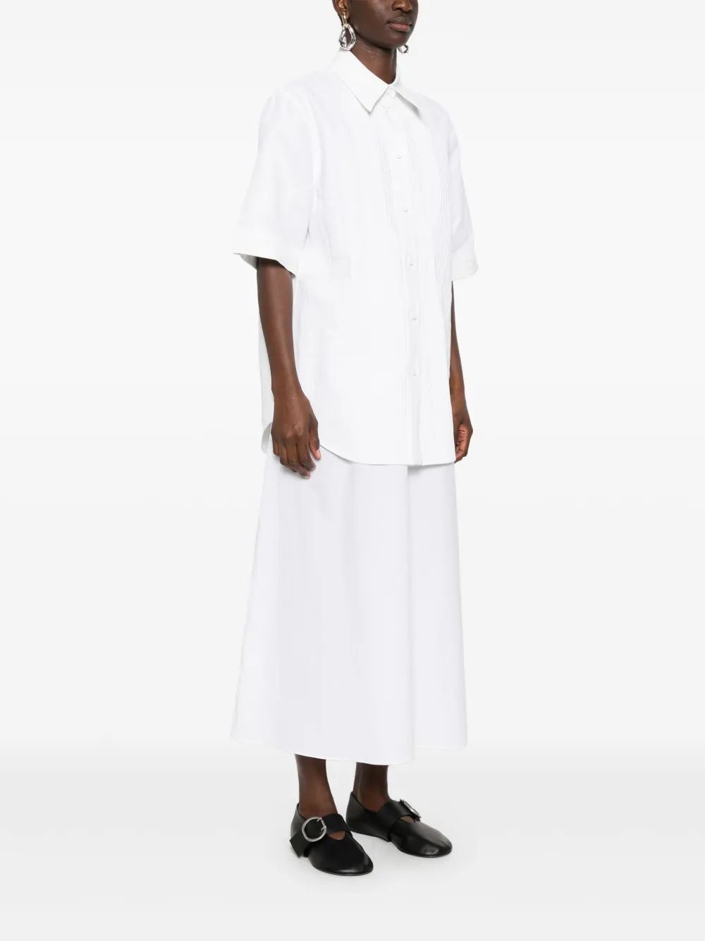 WHITE PLEATED WIDE SHIRT Jil Sander