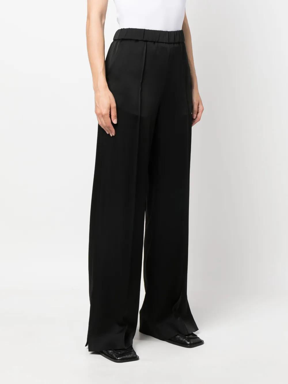 BLACK SATIN WIDE-LEG PANT Jil Sander