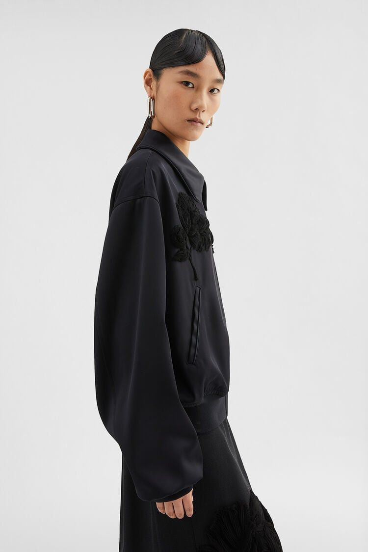 BOMBER FLORAL RELIEVE BLACK Jil Sander