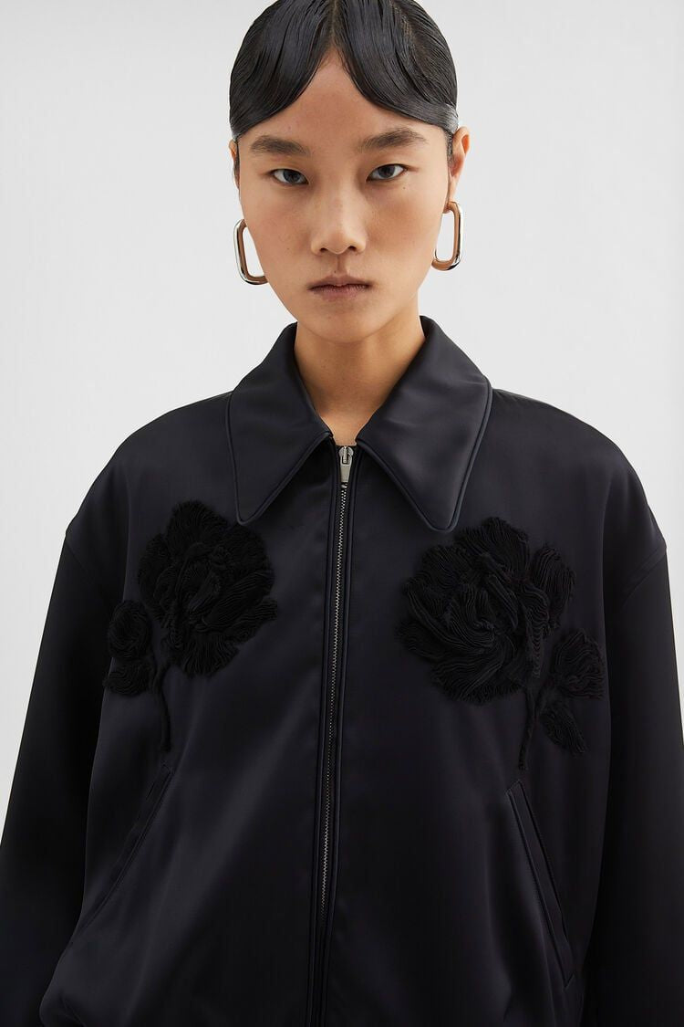 BOMBER FLORAL RELIEVE BLACK Jil Sander