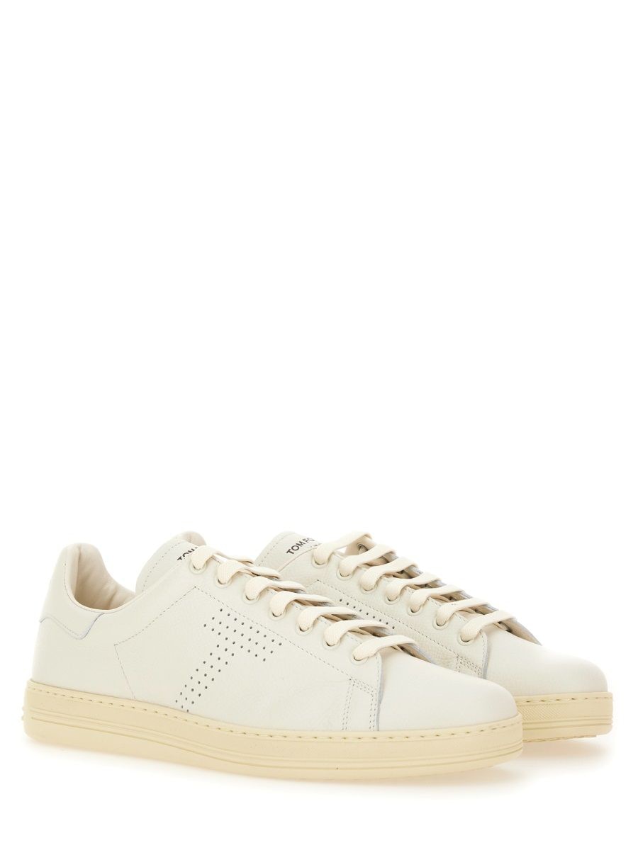 BEIGE CALF LEATHER SNEAKERS Tom Ford