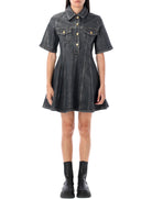 SHIMMERY FOIL DENIM MINI DRESS Ganni WASHED BLACK 38