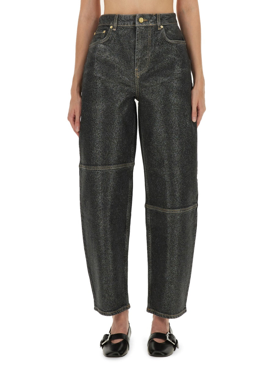 BLACK ORGANIC COTTON JEANS Ganni BLACK 25