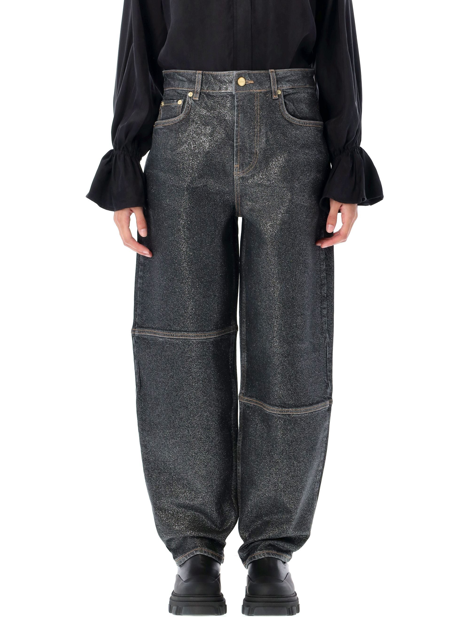 SHIMMERY FOIL STARY JEANS Ganni WASHED BLACK 26