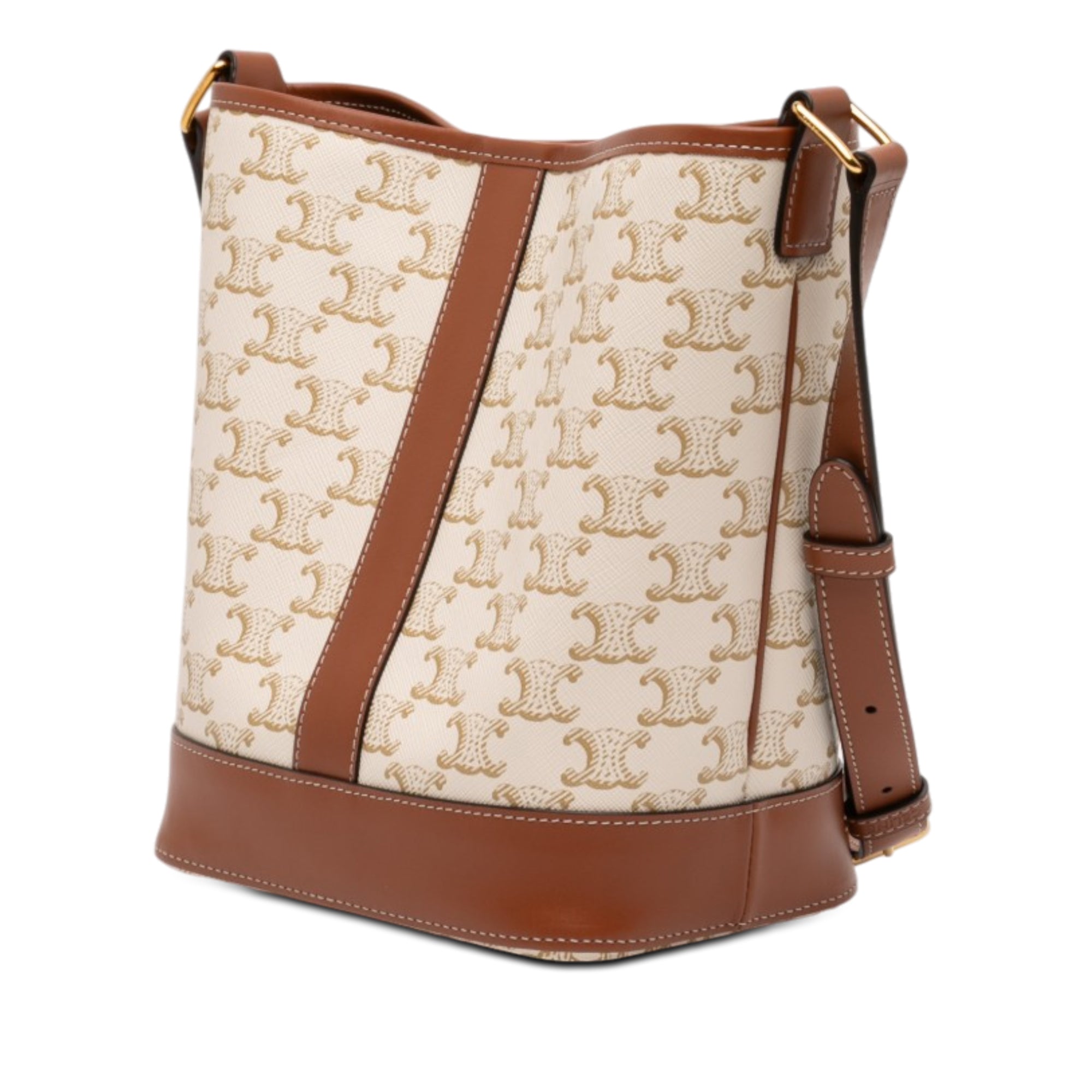 Beige Celine Small Triomphe bucket bag, side angle view