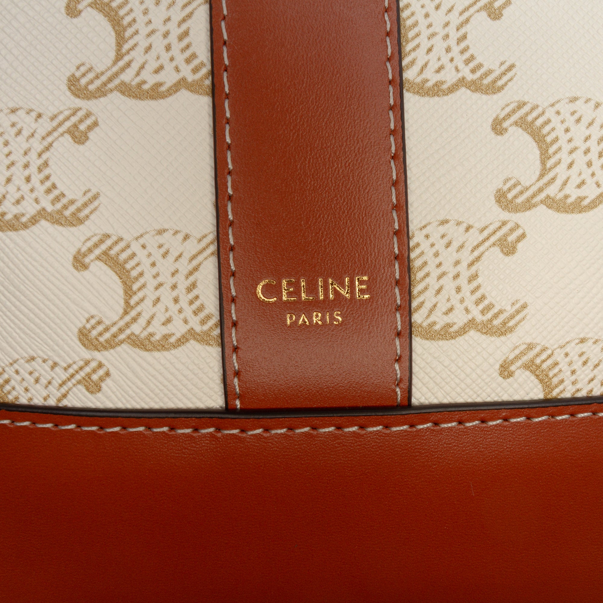 Celine Small Triomphe bucket bag, top view showing open closure