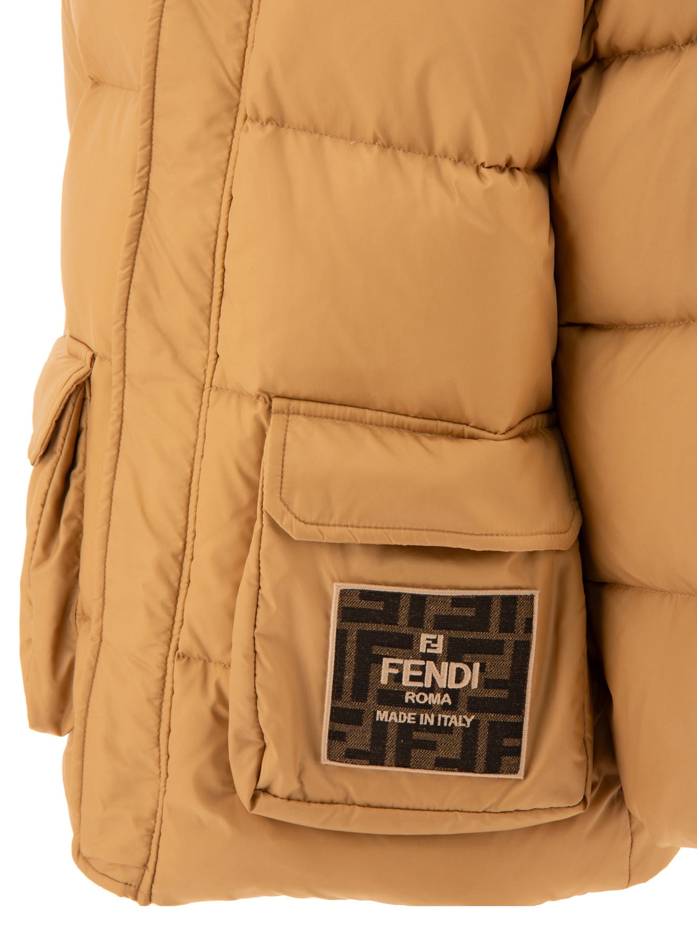 DOWN JACKET WITH PATCH LOGO FENDI KIDS