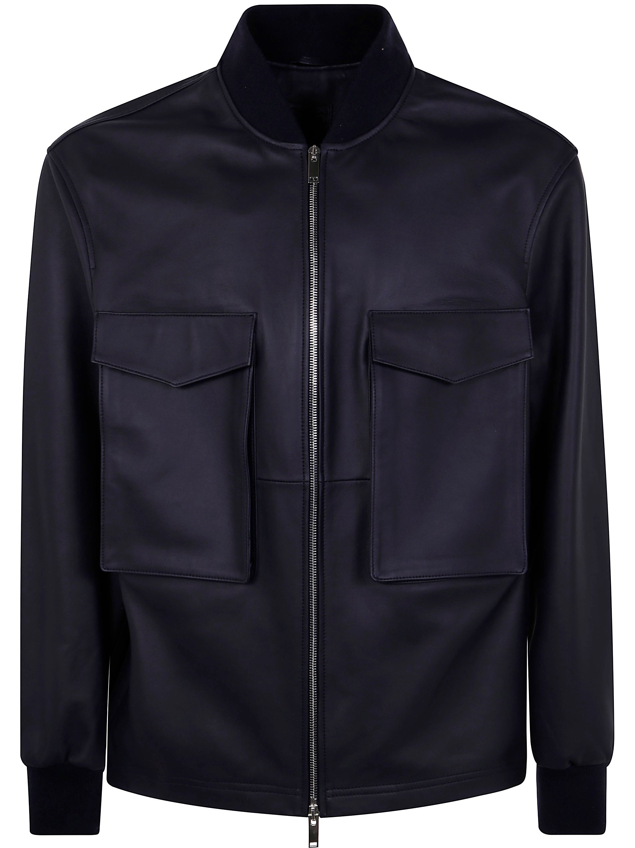 LEATHER PATCH POCKET BOMBER JACKET DESA BLUE 46