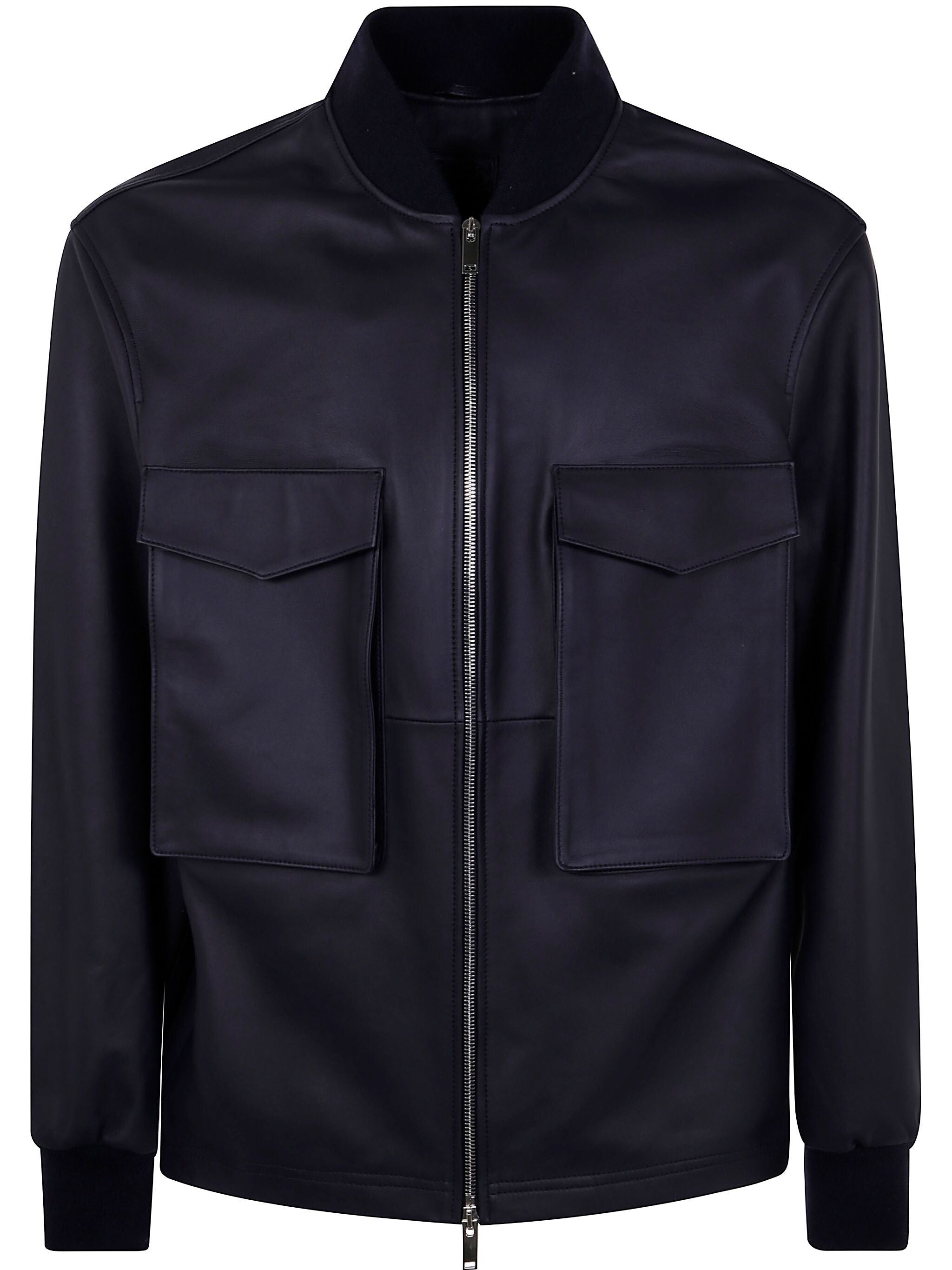 LEATHER PATCH POCKET BOMBER JACKET DESA