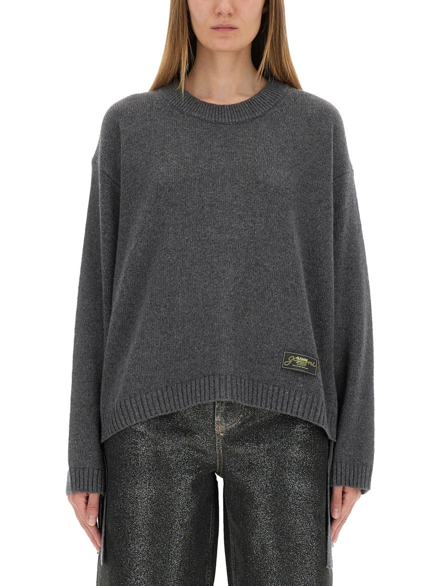 GREY RECYCLED WOOL SWEATERS Ganni GREY L-XL