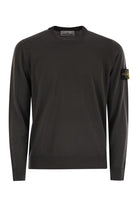CREW NECK SWEATER WITH COMPASS BADGE Stone Island LEAD GREY S