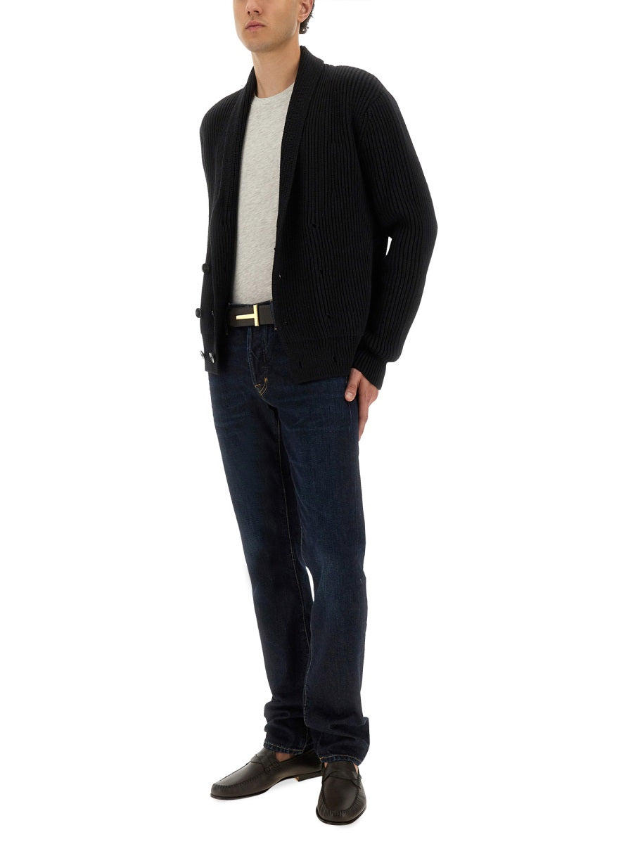 DOUBLE-BREASTED RIBBED KNIT CARDIGAN Tom Ford