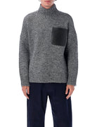 HIGH NECK KNIT LEATHER PATCH Jw Anderson GREY S