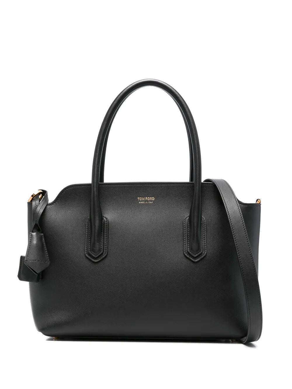 NATURAL GRAIN LEATHER MEDIUM TOP HANDLE Tom Ford BLACK UNICA