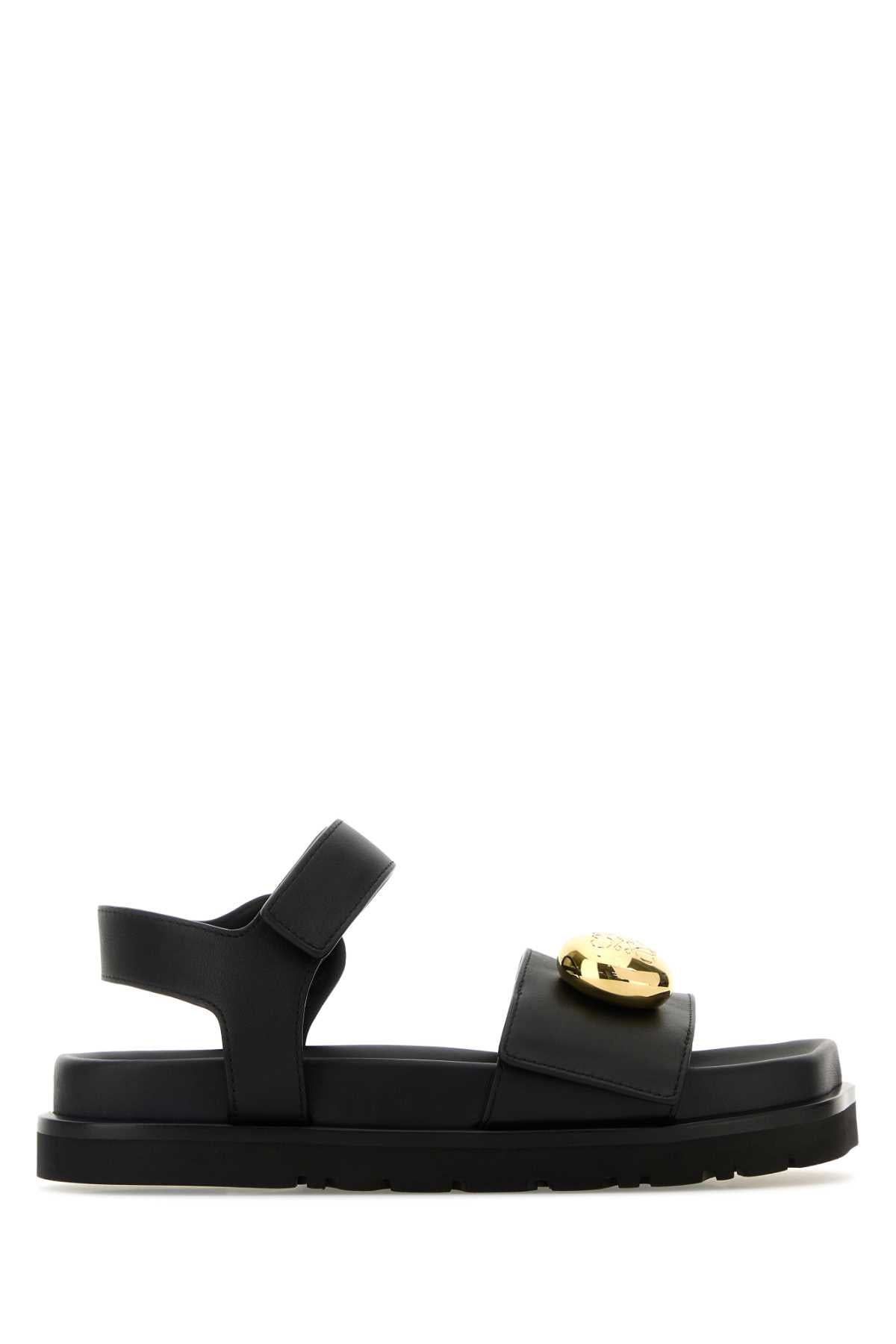 BLACK LEATHER PEBBLE SANDALS LOEWE BLACK 37