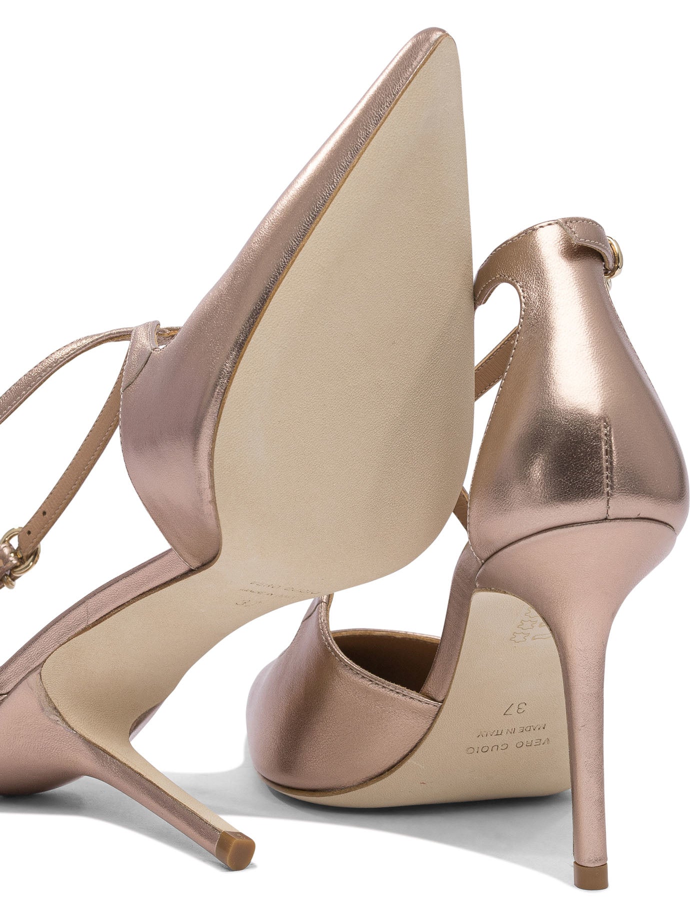 BRONZE LEATHER HEELED SHOES Lella Baldi