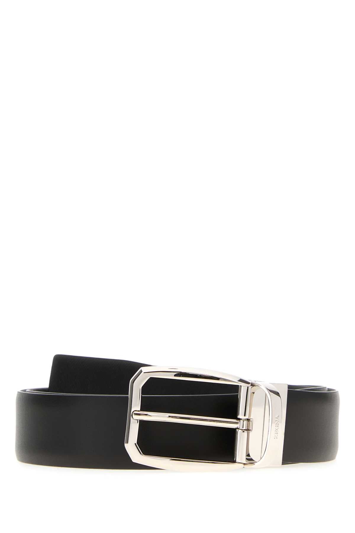 BLACK LEATHER REVERSIBLE BELT Zegna BLACK 110