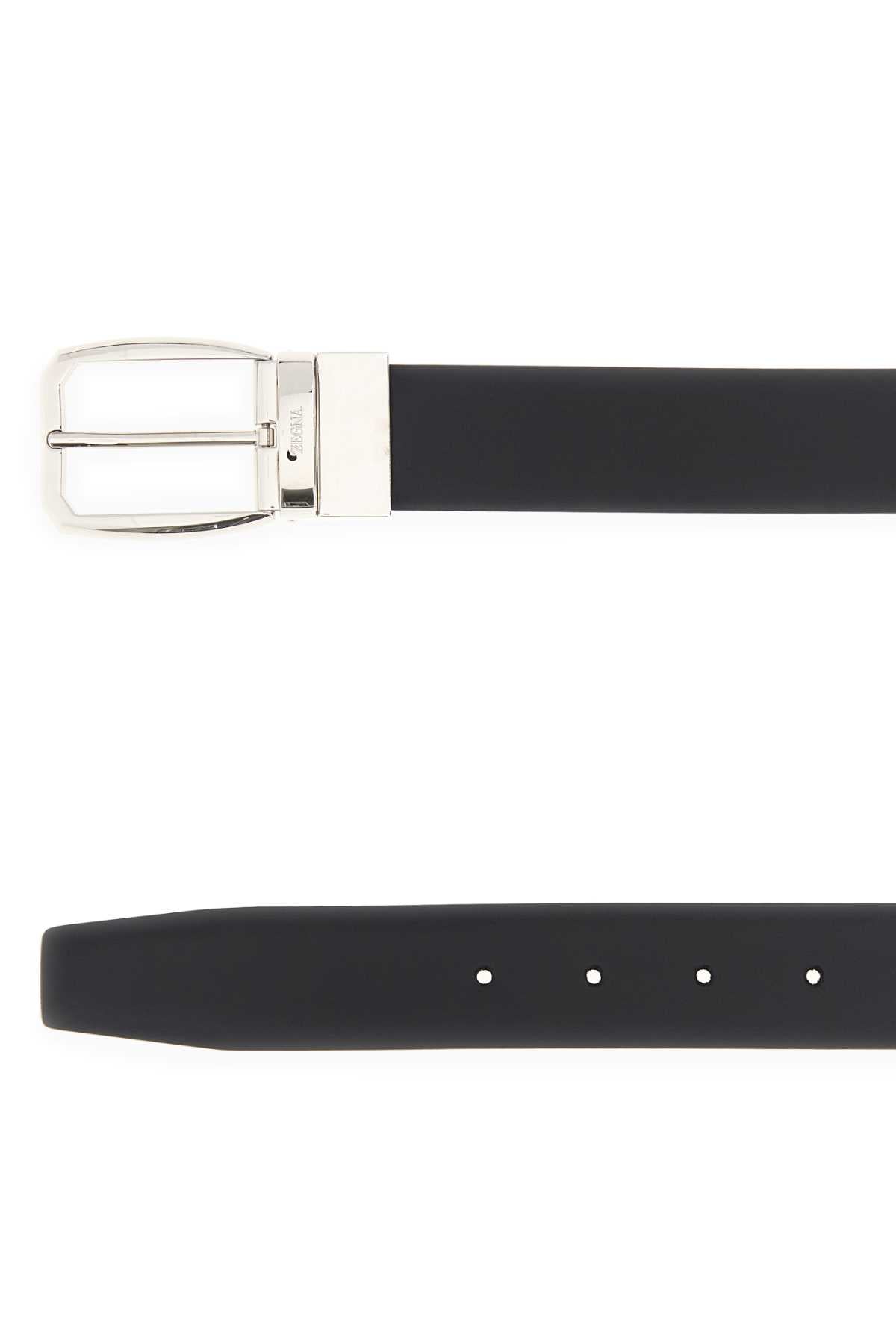 BLACK LEATHER REVERSIBLE BELT Zegna