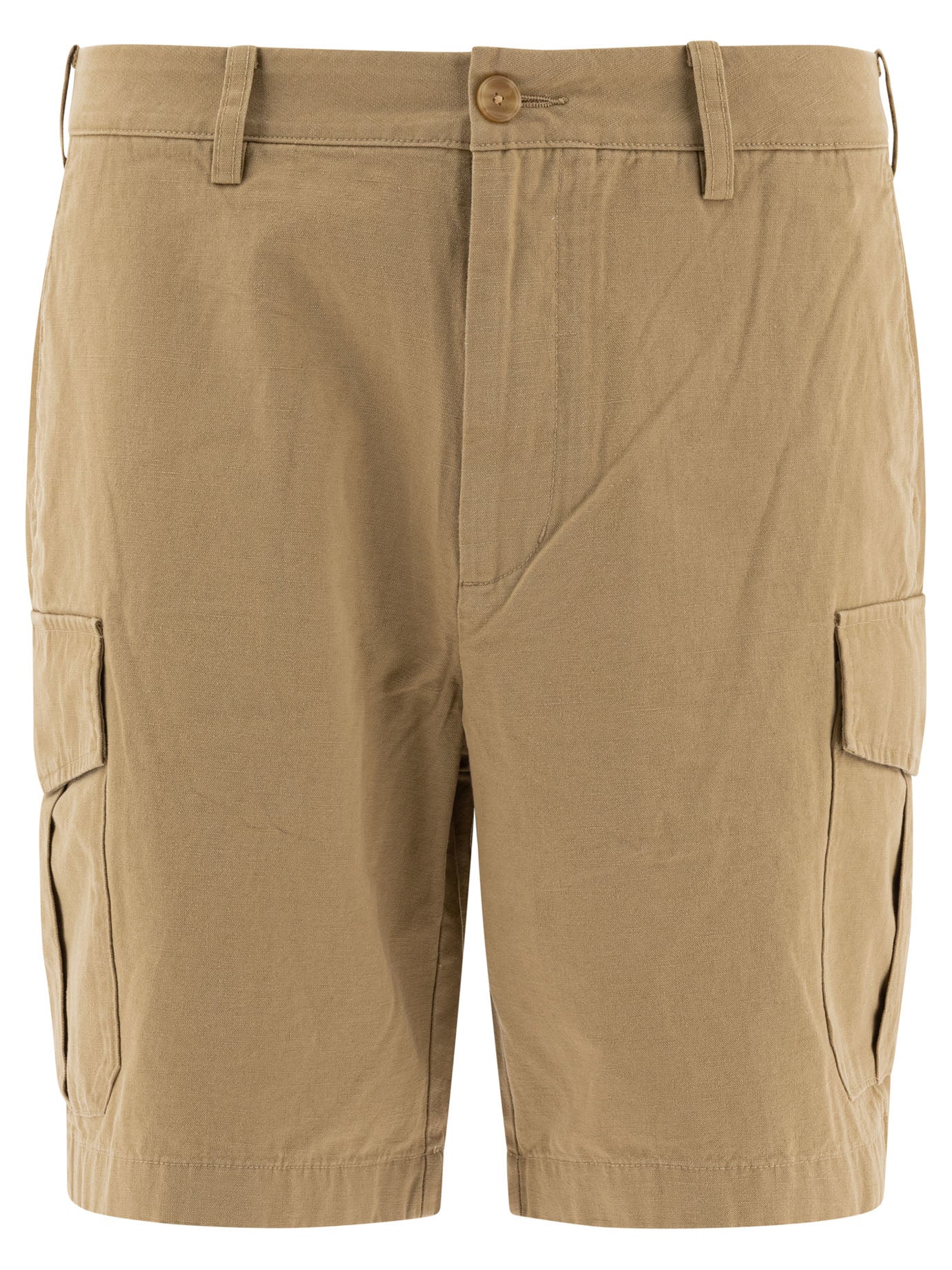 COTTON AND LINEN CARGO SHORTS Vince BEIGE 32