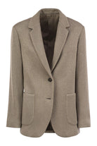 SPARKLING ENGLISH RIB COTTON AND VISCOSE KNITTED JACKET WITH MONILI Brunello Cucinelli BEIGE 38