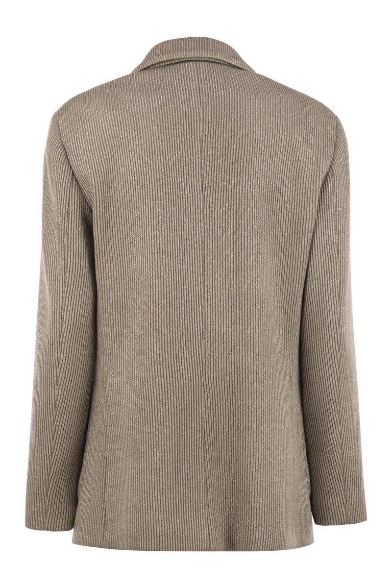 SPARKLING ENGLISH RIB COTTON AND VISCOSE KNITTED JACKET WITH MONILI Brunello Cucinelli