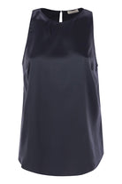 STRETCH SILK SATIN TOP WITH JEWELLERY Brunello Cucinelli BLUE XS