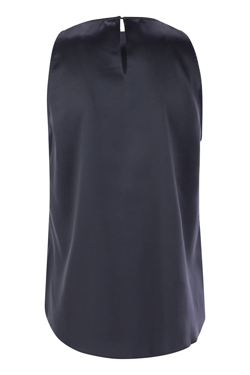 STRETCH SILK SATIN TOP WITH JEWELLERY Brunello Cucinelli