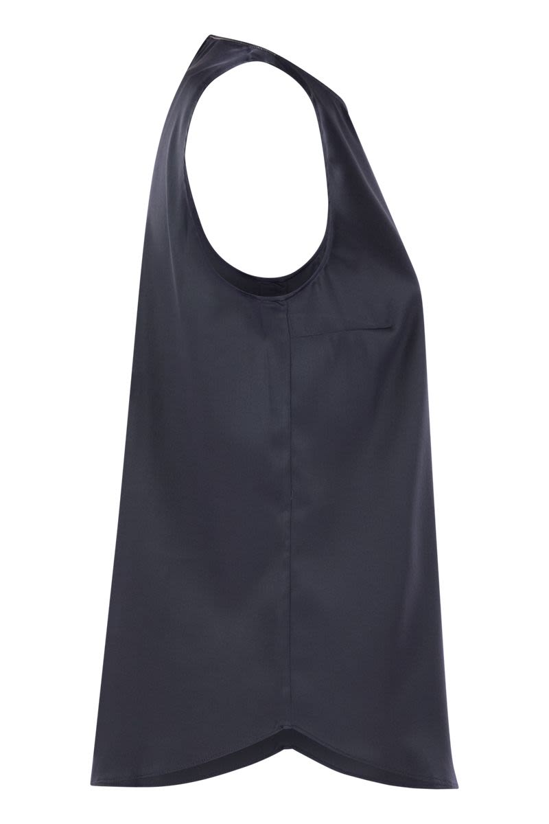 STRETCH SILK SATIN TOP WITH JEWELLERY Brunello Cucinelli