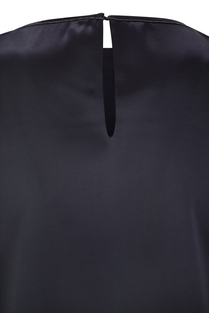 STRETCH SILK SATIN TOP WITH JEWELLERY Brunello Cucinelli