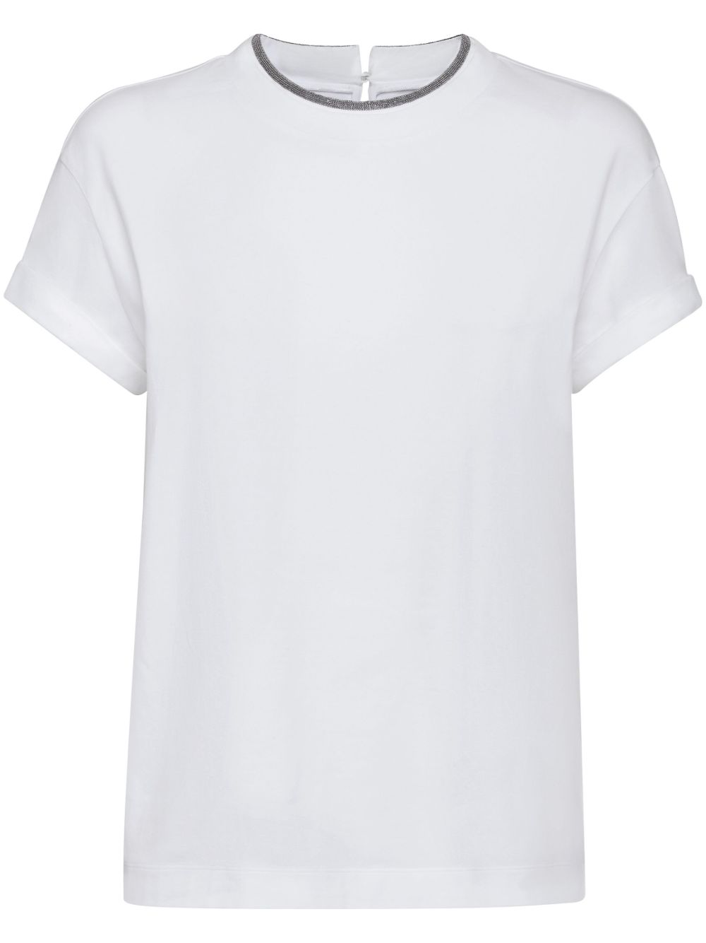 T-SHIRT WITH CONTRASTING TRIM Brunello Cucinelli WHITE S