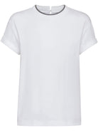 T-SHIRT WITH CONTRASTING TRIM Brunello Cucinelli WHITE S