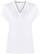 SILVER TRIM V-NECK TEE Brunello Cucinelli WHITE S