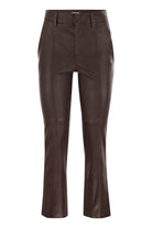STRETCH NAPPA LEATHER SQUARE CIGARETTE TROUSERS WITH JEWELLERY Brunello Cucinelli BORDEAUX 36
