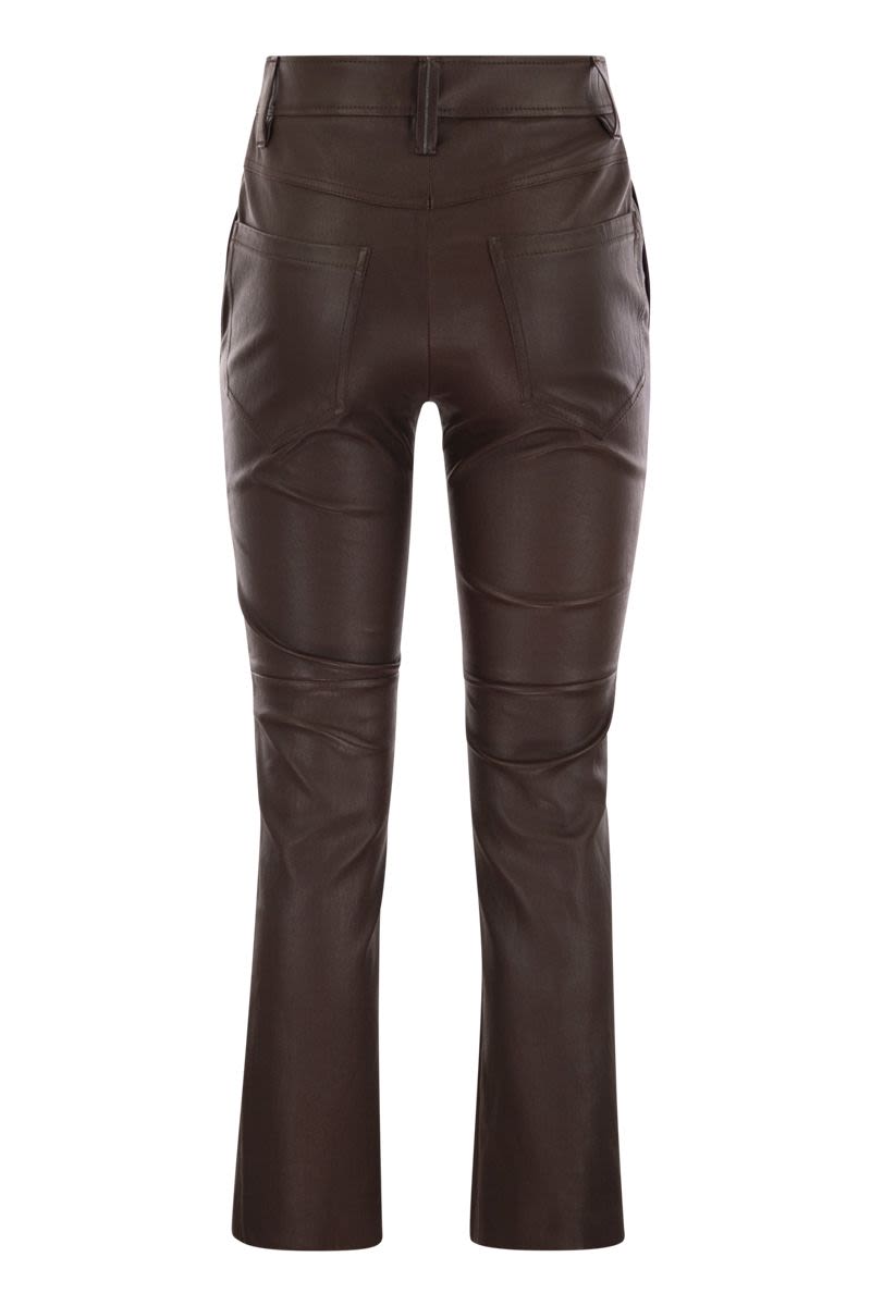 STRETCH NAPPA LEATHER SQUARE CIGARETTE TROUSERS WITH JEWELLERY Brunello Cucinelli