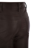 STRETCH NAPPA LEATHER SQUARE CIGARETTE TROUSERS WITH JEWELLERY Brunello Cucinelli