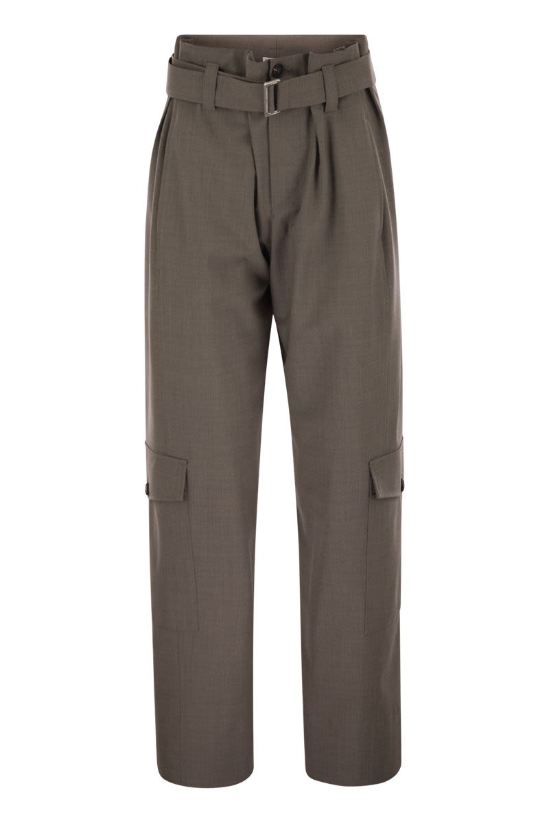 TROPICAL LUXURY WOOL UTILITY TROUSERS Brunello Cucinelli MUD 40