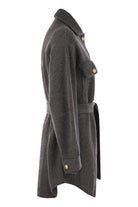 CARDIGAN IN VIRGIN WOOL, CASHMERE AND SILK ENGLISH RIB WITH METAL BUTTONS AND BELT Brunello Cucinelli